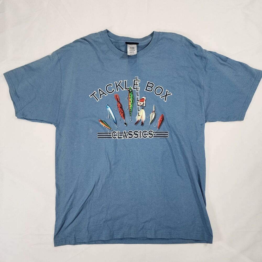 Croft & Barrow Men's Blue Tackle Box Fishing T-Shirt Size L